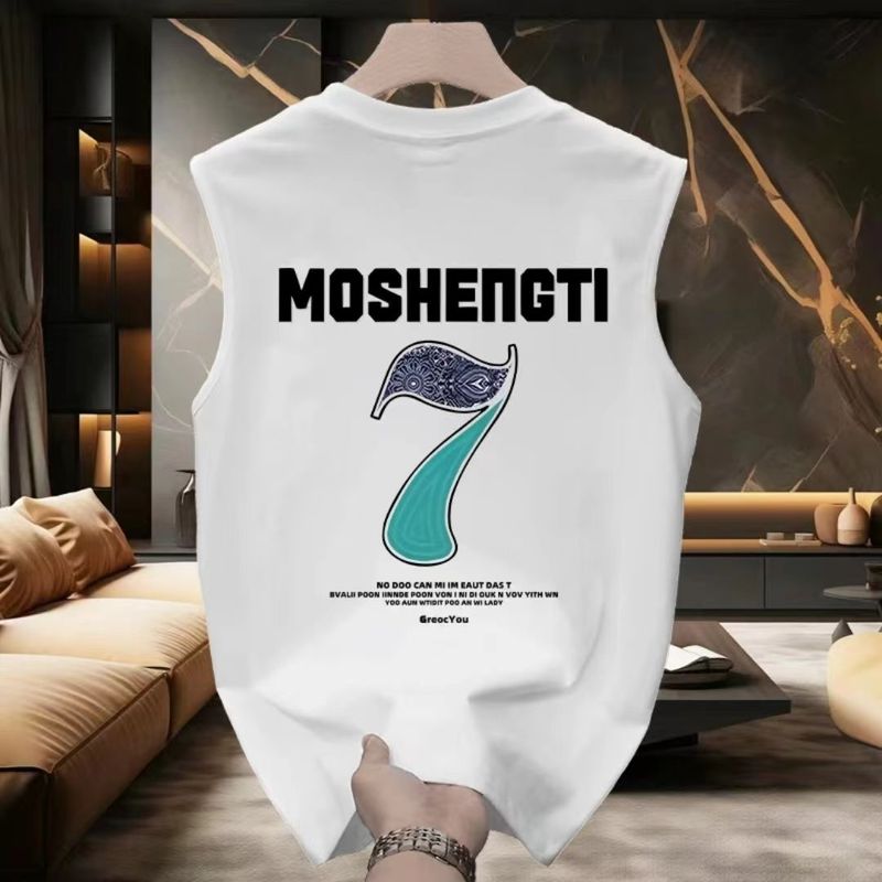 Vestă fără mâneci din bumbac pur, tricou pentru bărbați, versiunea coreeană de nișă, design Sense, casual, vară nouă, sport, top_voghion.com