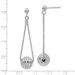 Sterling Silver Rhodium-plated Lasered Bead Chain Dangle Post Earrings_voghion.com