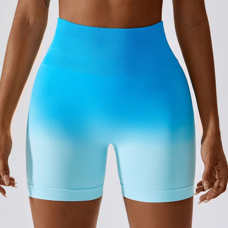 Women's gradual seamless Yoga shorts Breathable tight sports shorts Women's high-waisted stretch hip lift fitness pants_voghion.com
