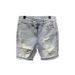 Shorts jeans rasgados de verão 2024, com estampa de bigodes de gato na lateral e patchwork. Estilo moderno e marcante._voghion.com