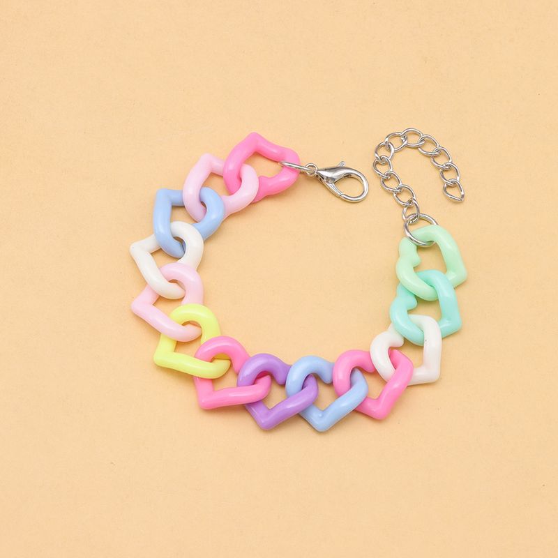 Collana-braccialetto a forma di cuore in acrilico colorato in stile INS con graziosa catena per clavicola con dopamina_voghion.com