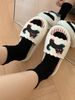 Thin Black Kitten Slippers Women's Summer Outwear Fashion Non Slip Japanese Style Color Matching Casual One-Word Sandals_voghion.com