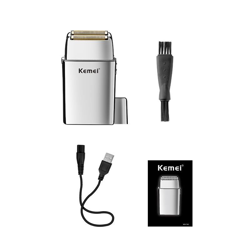KEMEI KM-TX5 Profesjonell Barberhøvel USB-lading Gjensidig Elektrisk Flytende Knivnett Metall Oppladbar Barbermaskin_voghion.com
