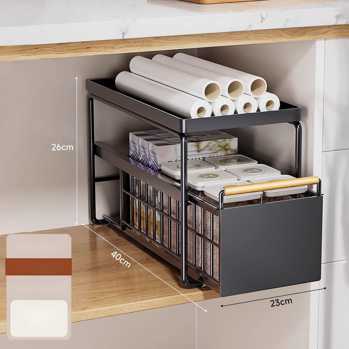 Double-layer Pull-out Basket Drawer-type Sink Multi-functional Cabinet Interior Miscellaneous Storage Rack_voghion.com