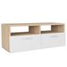 TV Stand Engineered Wood 37.4"x13.8"x14.2" Oak and White_voghion.com