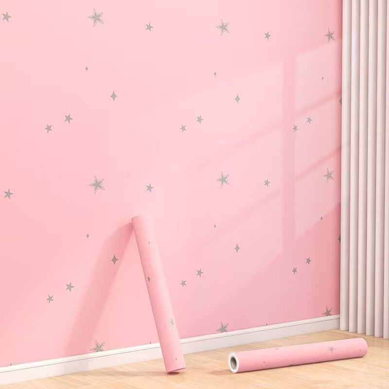 Pincess Pink Sta Childen's Room Self-Adhesive Home Decoation Building Mateials Bedoom Backgound Wall PVC_voghion.com