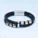 Αξεσουάρ Βραχιόλι από Πλεκτό Δέρμα από Τιτάνιο και Ατσάλι, Ανδρικό Εξατομικευμένο Δερμάτινο Βραχιόλι από Ανοξείδωτο Ατσάλι_voghion.com