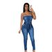 Jeans fashion tube top stretch one-piece jeans_voghion.com