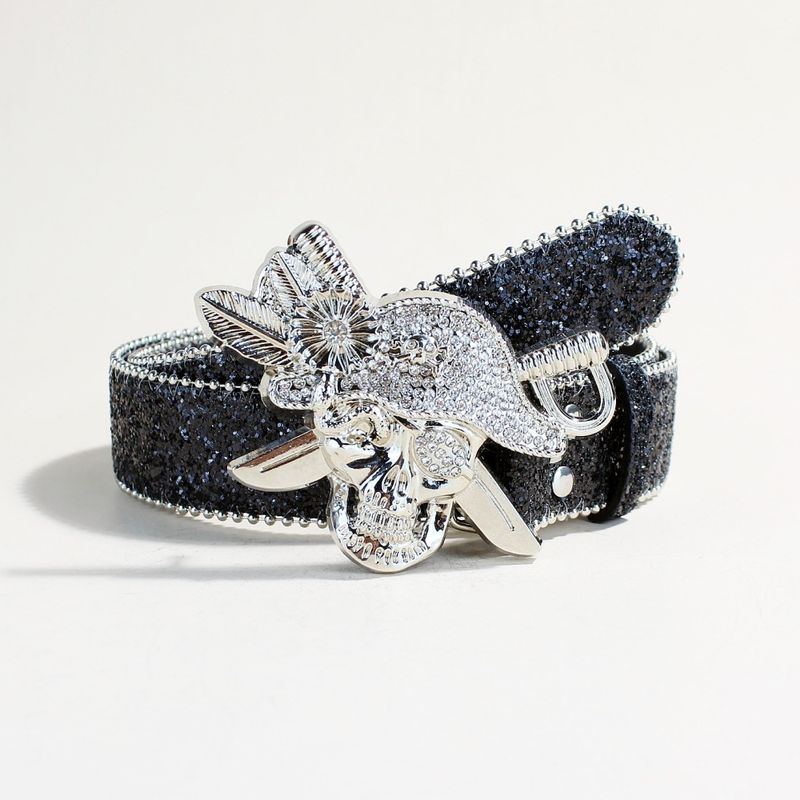 Ceinture argentée de luxe – Strass effet miroir avec boucle ancre | Ceinture haut de gamme pour grandes occasions_voghion.com
