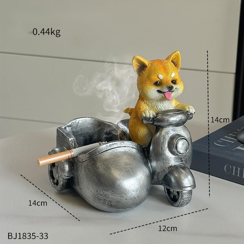 Creative Cute Shiba Inu Dog Ashtray For Home Living Room Anti-Fly Ash Office Desktop Resin Craft Ornament_voghion.com