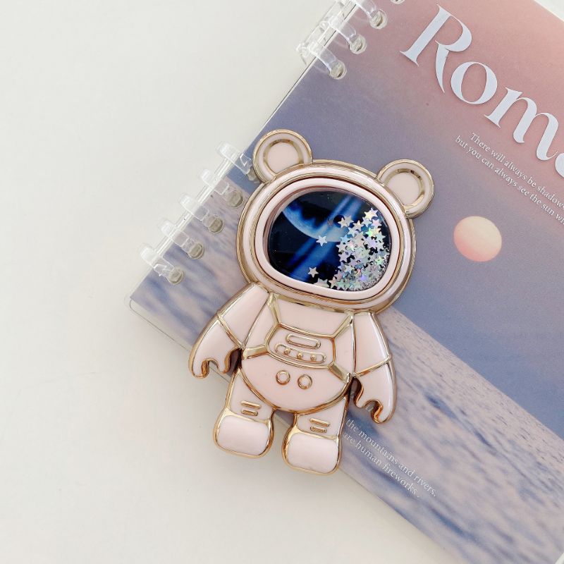 Foldable Desktop Bracket Kawaii Cartoon Stand Cute Liquid Quicksand Astronaut Stand Holder Phone Holder Desk Accessories_voghion.com