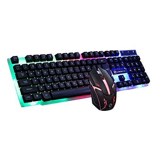 Kombinacije tipkovnice in miške Glow Gaming E-šport, mavrična osvetlitev ozadja, lahka USB miška, 104 tipk, žična USB tipkovnica za PC igralce_voghion.com