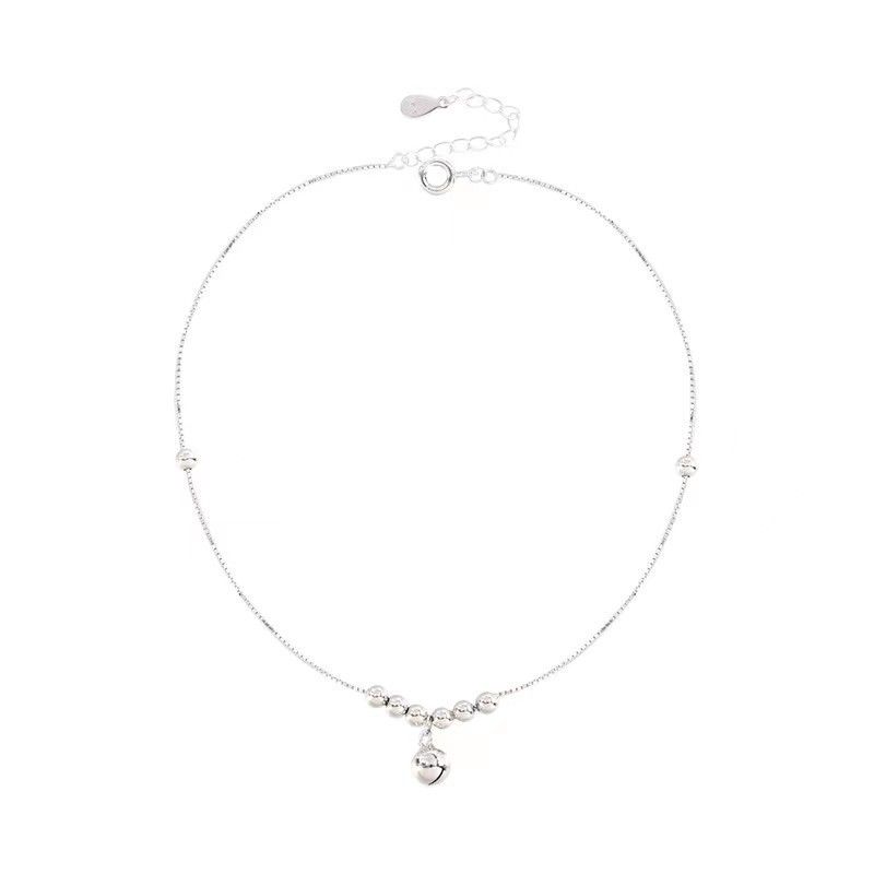 Yin Zhen, cavigliera giapponese coreana semplice in argento puro con perline rotonde, per donna, design di nicchia, braccialetto di alta qualità._voghion.com