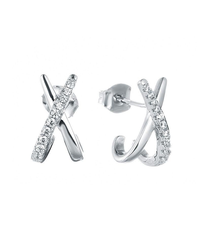 Orecchini geometrici a croce X in zircone s925 placcati in argento orecchini in oro rosa gioielli da donna gioielli in argento_voghion.com