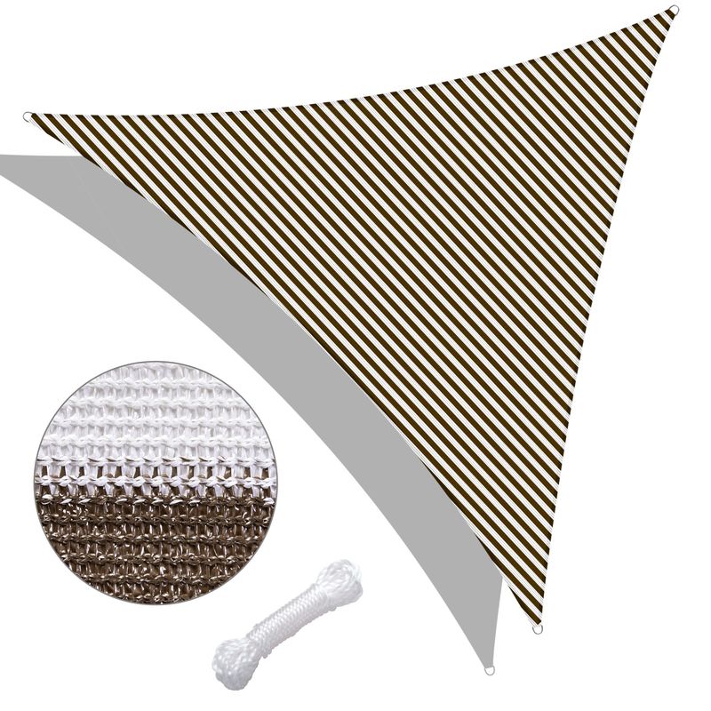 28' x 28' x 28' Triangle Sun Shade Sail/ Coffee+White_voghion.com