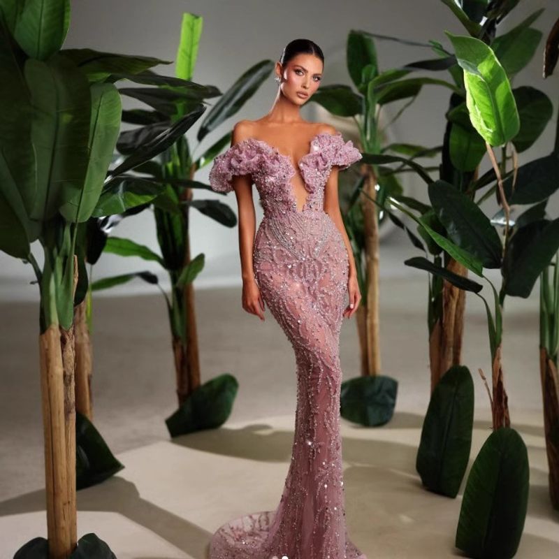 Sexy Hip Hugging High End Hand Beaded One Shoulder Party Evening Dress_voghion.com