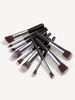 Pennelli per trucco da 10 pezzi, set argento e nero, pennello per ombretto, pennello per cipria, strumenti di bellezza GUJHUI_voghion.com