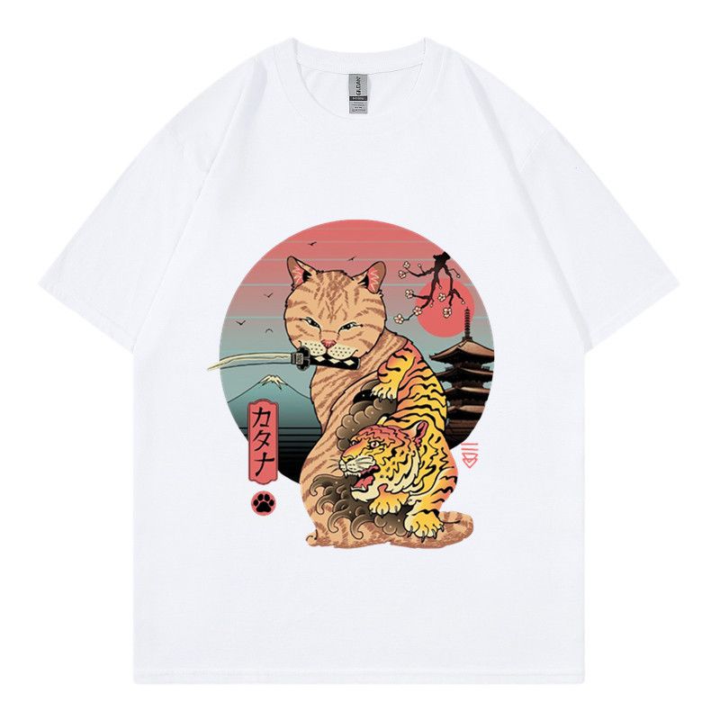 Summer New Hot Stamping Printing Short Sleeve Raglan Sleeve Japanese Anime Sushi Cat 2 T-shirt_voghion.com