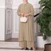 Großhandel: Asymmetrisches muslimisches Maxikleid – Knopfdetail und Glockenärmel | Schlichtes, locker sitzendes Lagenkleid (Armeegrün und Khaki)_voghion.com