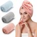 Asciugamano per capelli in microfibra da donna - Spesso e ultra assorbente con elastico per un'asciugatura rapida (fodera in pile corallo, leggero, a turbante)_voghion.com