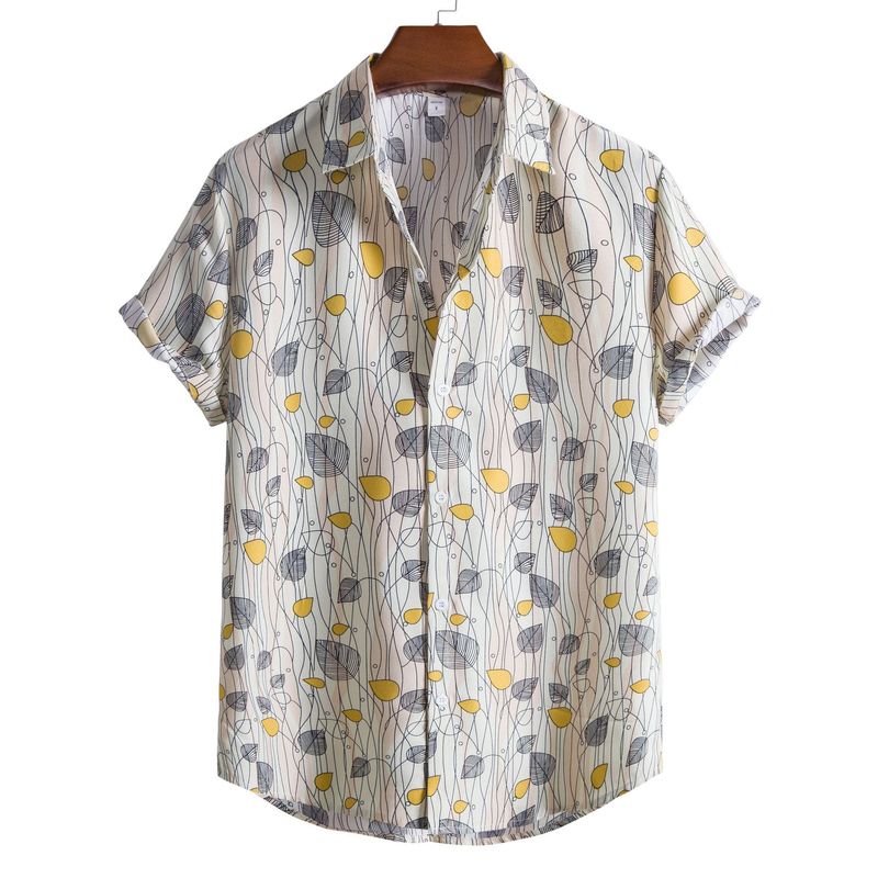 Unbeatable Quality 2021CS68 Printed Casual Men's Short Sleeved Shirt With Collar Top For Men_voghion.com
