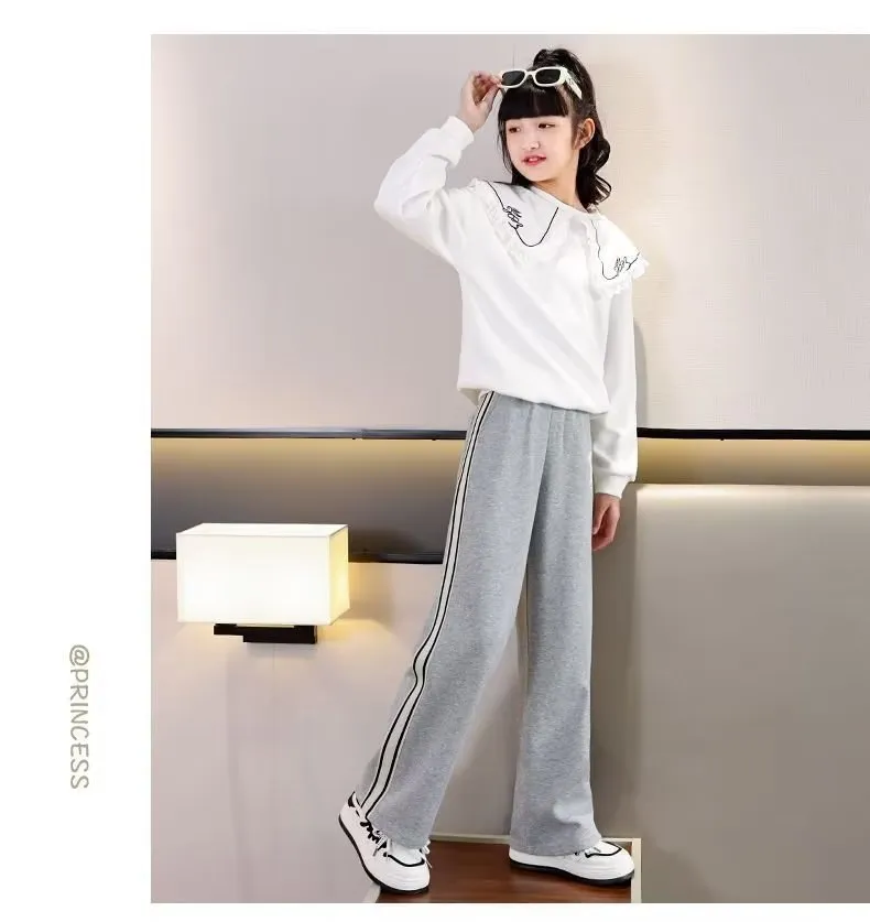 Mother&Kids Girls' Wide-Leg Pants Kids' Casual Sweatpants Girls' Sports Pants Big Kids_voghion.com