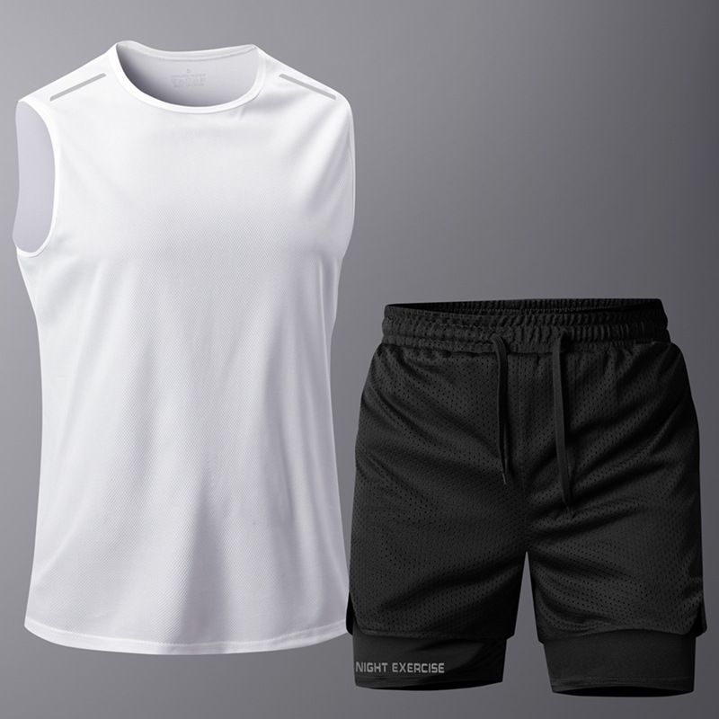 Vêtements pour hommes, tenues de fitness d'été pour hommes, gilets de sport à séchage rapide, shorts de sport, tenues d'entraînement de taille européenne, costumes deux pièces_voghion.com