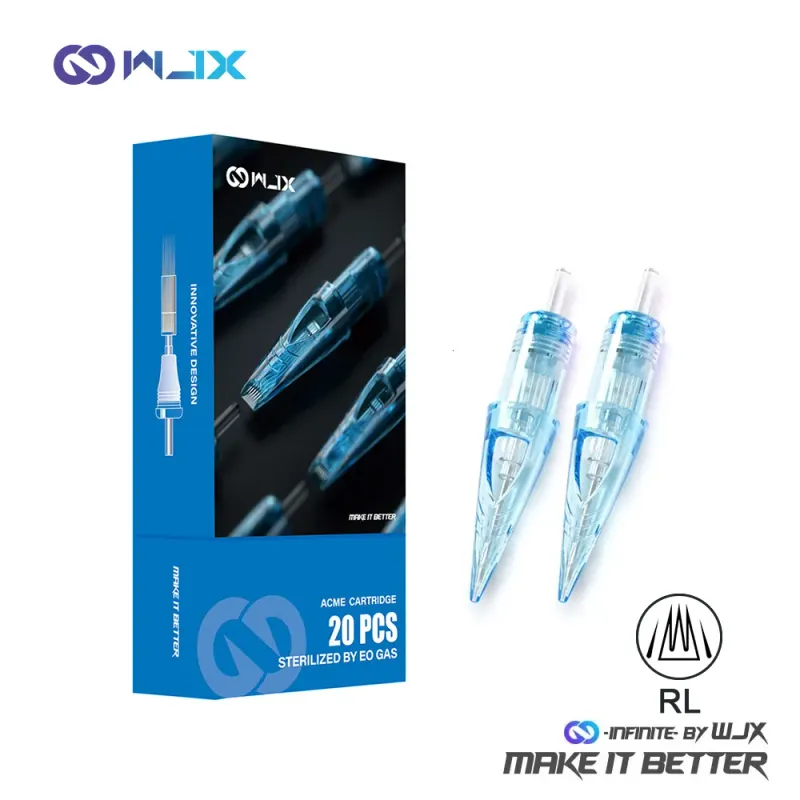 Agujas de tatuaje WJX 20 piezas RL RLB, Cartucho de tatuaje, agujas con revestimiento redondo, pluma rotativa estéril desechable, aguja de maquillaje_voghion.com