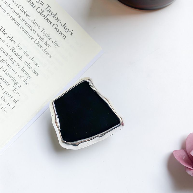 Mobile Phone Airbag Electroplated Metal Chocolate Block Solid Color Air Cushion Desktop Support Bracket Klein Blue Ring_voghion.com