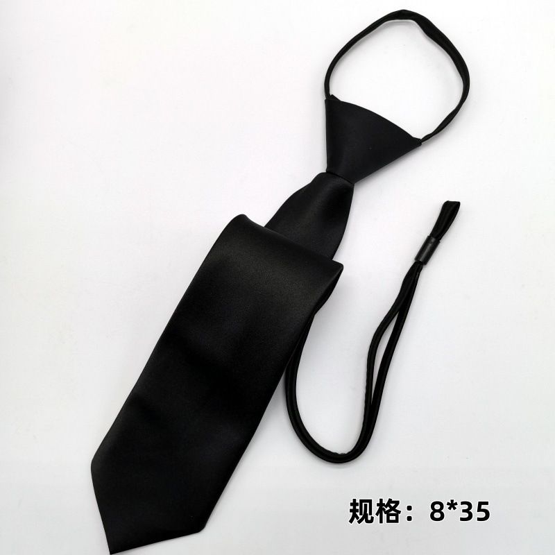 Cravatta nera da donna alla moda, senza nodo, versione stretta, per studenti, blu navy, tinta unita, rossa_voghion.com