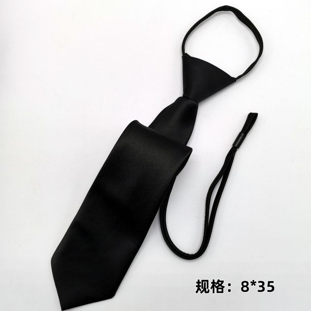 Cravatta nera da donna alla moda, senza nodo, versione stretta, per studenti, blu navy, tinta unita, rossa_voghion.com