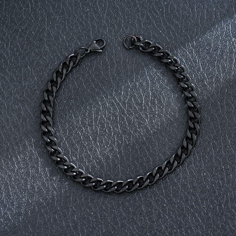 Pulseira masculina de aço inoxidável com fecho lagosta e corrente torcida de titânio cubano Hip Hop Trend NK_voghion.com