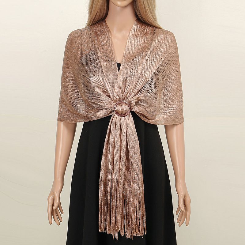 Cross border hot selling gold and silver silk shawl flat scarf bride bridesmaids dance party wedding dress evening dress shawl_voghion.com