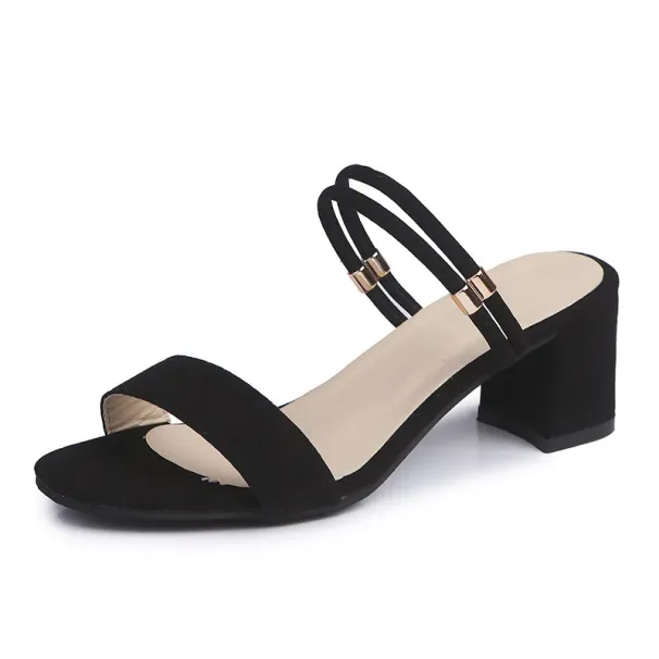 Version Ddmywed Korean New Roman Sandals Women S Middle Student Open Toe Thick Heel One Line Sandal Two Pairs Of Shoes_voghion.com