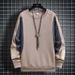 Übergroßes, lässiges Herren-Sweatshirt mit langen Ärmeln, Rundhalsausschnitt und Patchwork-Design für den Alltag im Frühling und Herbst_voghion.com