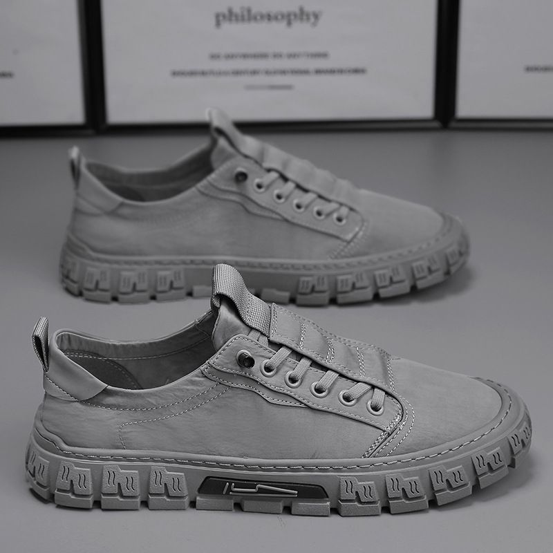 Sommersko med pustende issilke, paraplystoff, vanntett, anti-skateboardsko, late, ett-trinns, slip-on, gamle Beijing-stoffsko_voghion.com