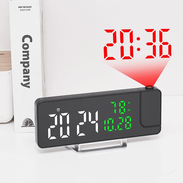Multifunctional Temperature And Humidity Projection Mirror LED Bedside Alarm Clock Good Product 675_voghion.com