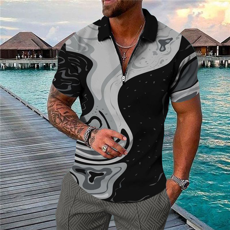 Summer Polo collar 3D digital printed casual men's T-shirt can be 1_voghion.com