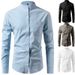 Men's Clothing New Stand Up Collar Shirt Long Sleeved Pure Cotton Men's Casual Linen Shirt Men's Trendy_voghion.com