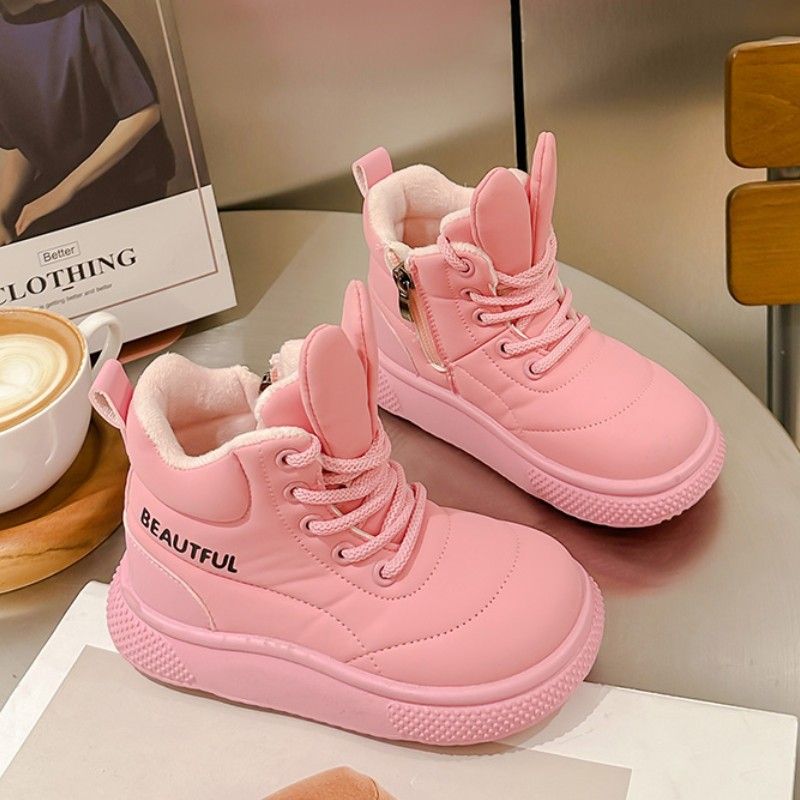 Girls' Cotton Shoes Autumn And Winter New Children's Plus Velvet Warm Shoes Girls Princess Soft Bottom Cotton Boots For Middle And Large Children_voghion.com