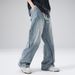 Men’s Vintage Washed Denim Pants – Relaxed Wide-Leg Dad Jeans With Distressed Details, Comfortable Cotton Blend For Casual & Streetwear_voghion.com