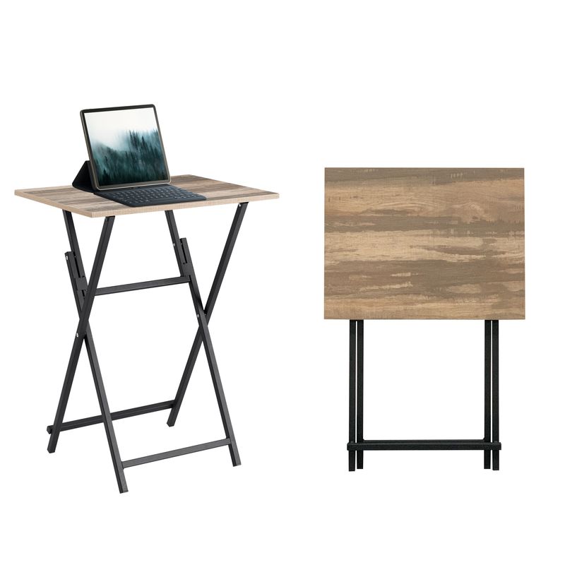 2-Piece Folding TV Tray Table Set,Foldable Sofa Side Table,Portable Snack Table For Living Room,Bedroom,Office,Small Space,No Assembly_voghion.com
