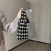 Large Capacity Internet Celebrity Women's Handbag Knitted Bucket Korean And Japanese Style Handheld Casual Tote Bag_voghion.com
