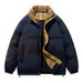Unisex Plaid Stand Collar Zip-Up Winter Padded Coat – Warm & Stylish Oversized Jacket For Men & Women_voghion.com