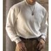 Men's Clothing Long Sleeved T Shirt Tight Sleeve Men's Waffle Knit Workwear T-Shirt Slim Fit Long Sleeve Textured Henley Top For Casual Streetwear_voghion.com
