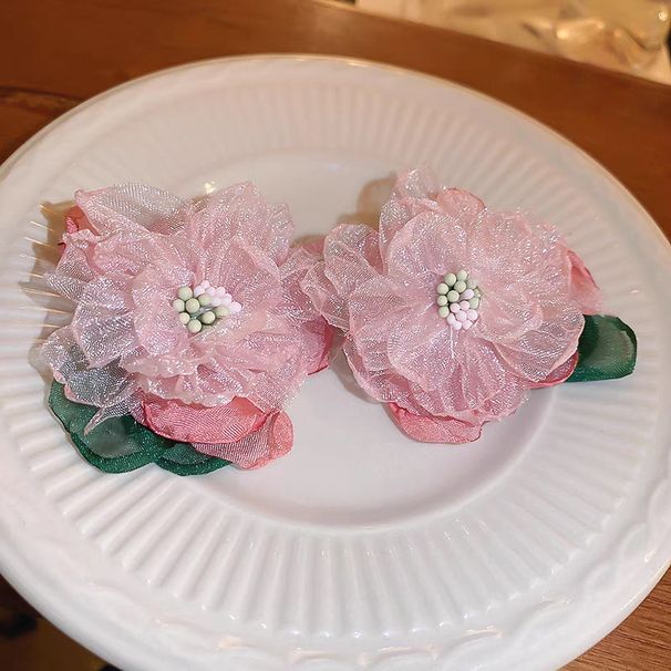 Rózsaszín virágos eltúlzott fülbevalók tengerparti ünnepi fülbevalók 2024 új stílusú szuper tündér temperamentum niche egyedi fülbevalók_voghion.com