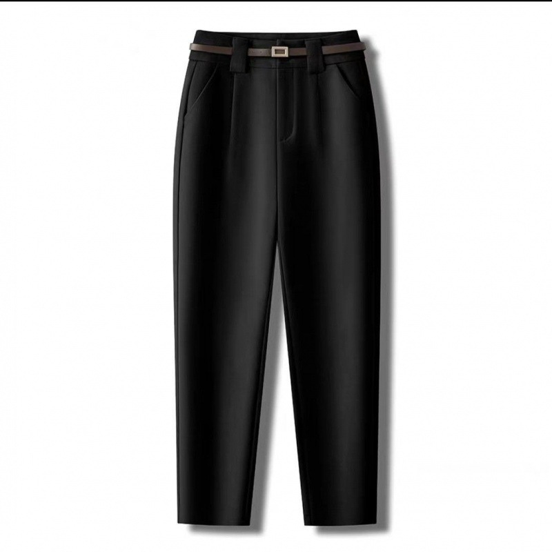 Damenbekleidung Wollanzughose für Damen Herbst- und Wintermode hoch taillierte, schmale Haremshose, kleine, lässige Zigarettenhose_voghion.com