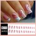 24 kosov na škatlo roza in belih bleščečih čistih nosljivih nohtov, odstranljivi obliži za nohte, končni izdelek_voghion.com
