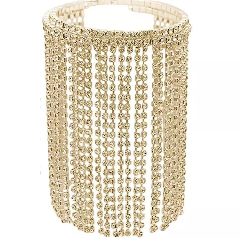 Fashion Accessories Multi layer Long Flow Su Water Arm Chain Novel Personality Full Diamond Handmade Female Bracelet_voghion.com