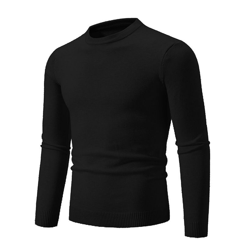 Unisex autumn and winter men's turtleneck sweater slim solid color pen stripe pullover base sweater_voghion.com